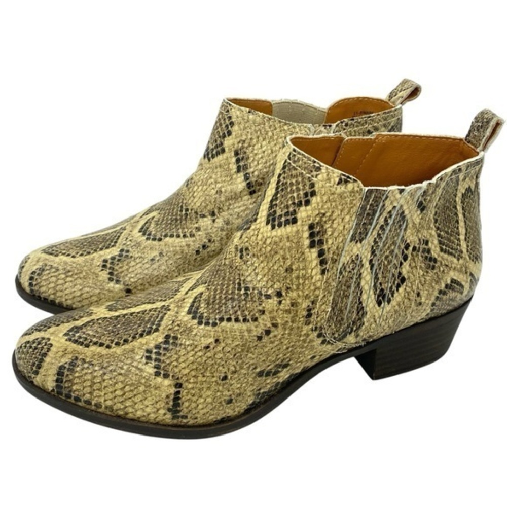 Lucky Brand Bimare Leather Ankle Boots Boa Snake Print